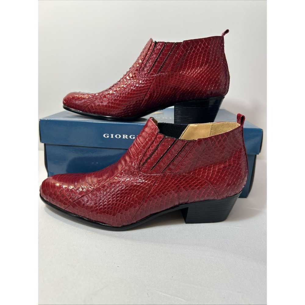 Giorgio Brutini Red Snakeskin Ankle Boots Men's Size 11 NWT Slip On Western